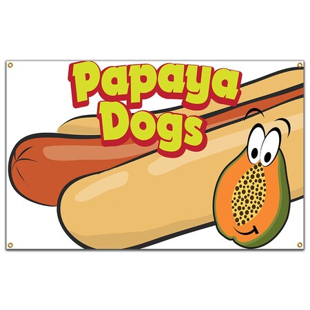 Signmission Papaya Dogs Banner Concession Stand Food Truck Single Sided B-120 Papaya Dogs19